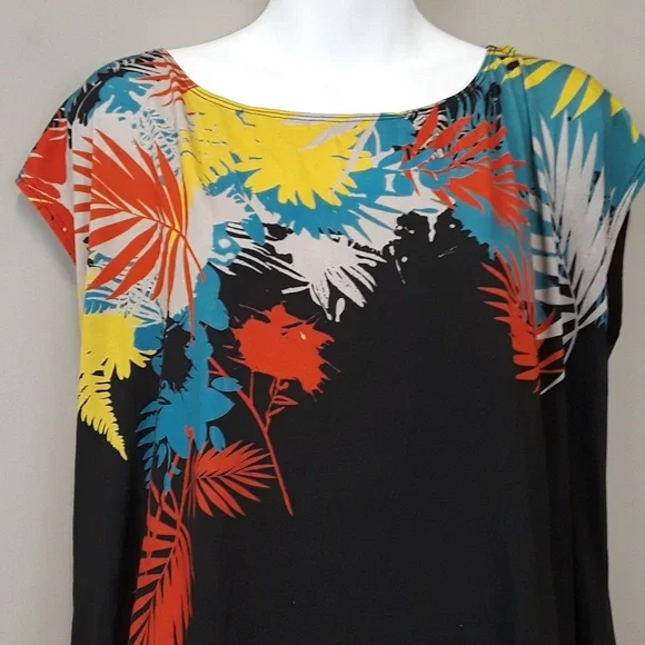 RENDEZVOUS short sleeve floral top size L - Picture 4 of 6